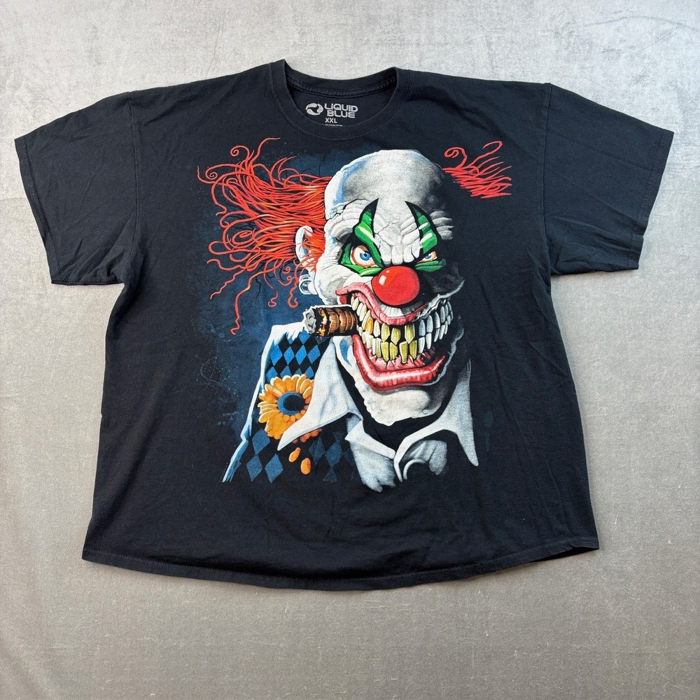 Liquid Blue Killer Clown Graphic T Shirt Black Mens XXL